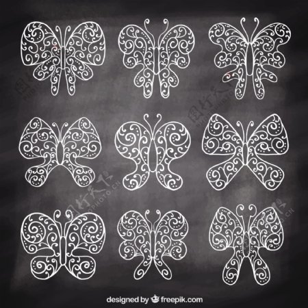 手工绘制的观赏蝴蝶