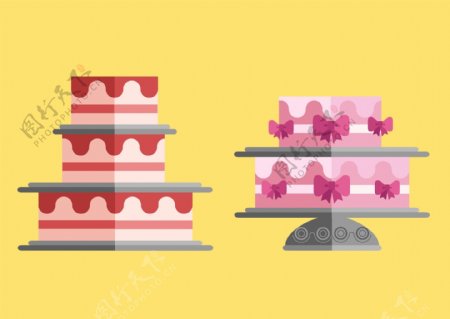 扁平化甜美生日蛋糕