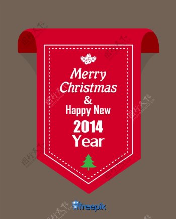 红色丝带与圣诞快乐和新年快乐2014正文