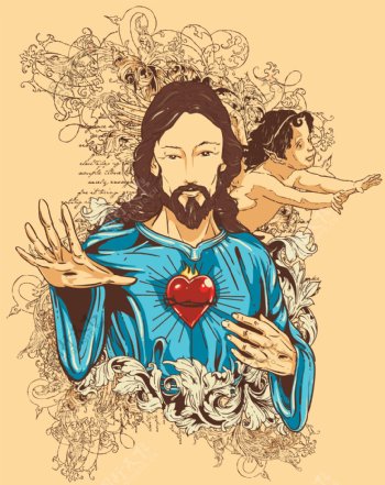 耶稣人物插画图片