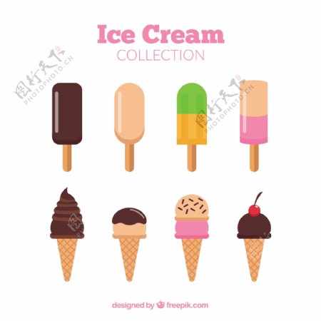 各种冰淇淋平面设计图标