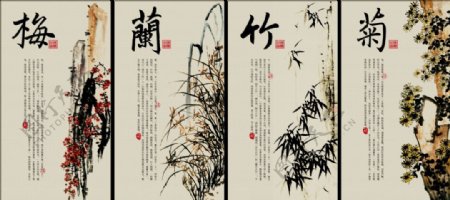梅兰竹菊壁画