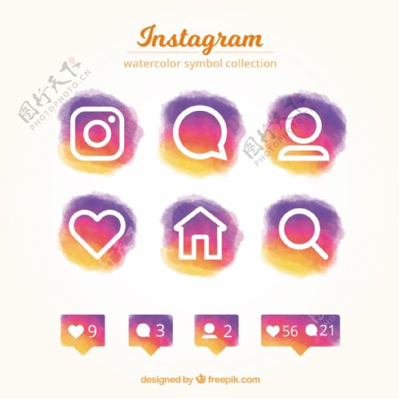 设置丰富多彩的Instagram水彩图标