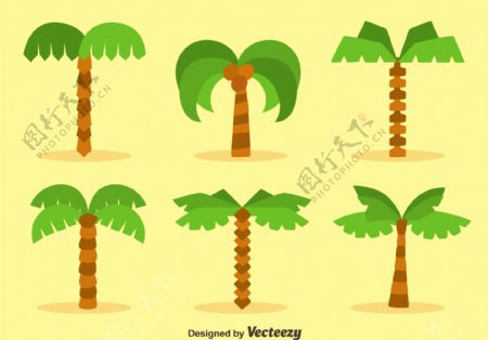 手绘椰树树木
