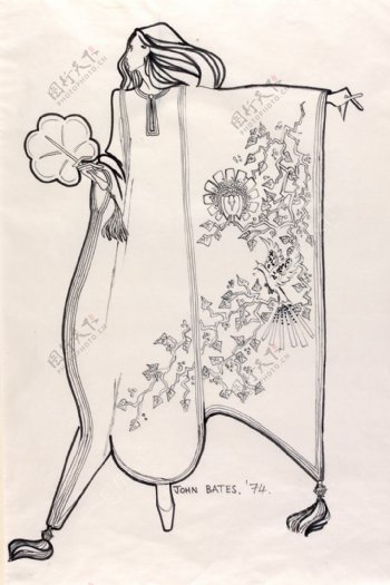 花朵屏风连衣裙设计图
