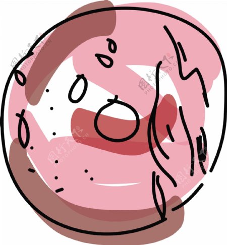 粉色矢量卡通手绘甜甜圈素材