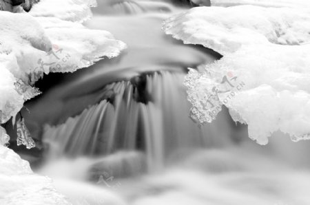 春天的冰雪小溪图片