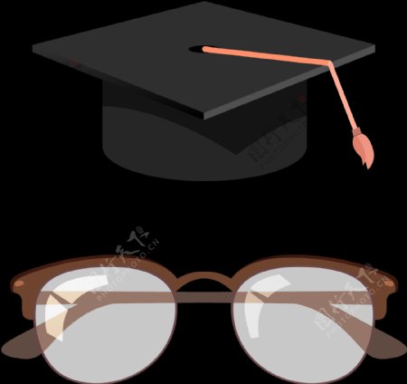 毕业帽子眼镜免抠png透明图层素材