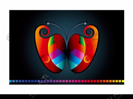 抽象彩色线条色块蝴蝶组合卡片eps
