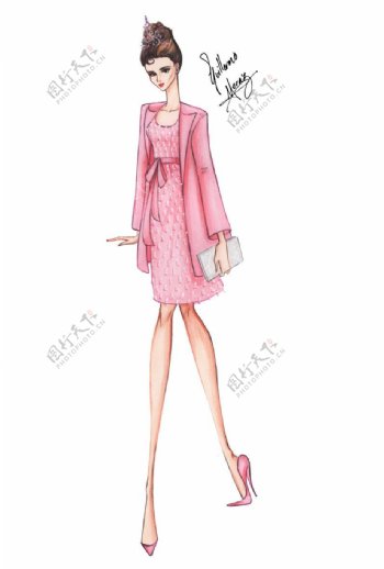 粉色时尚女装设计图