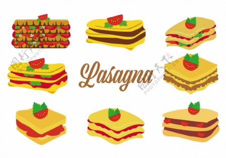 自由传统的意大利食品面条插画矢量图