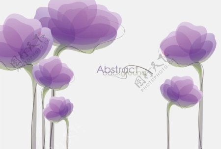 梦幻紫色花朵电视沙发背景墙