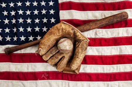 美国国旗与棒球