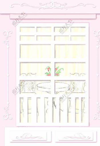 婚礼副背景欧式门窗粉色