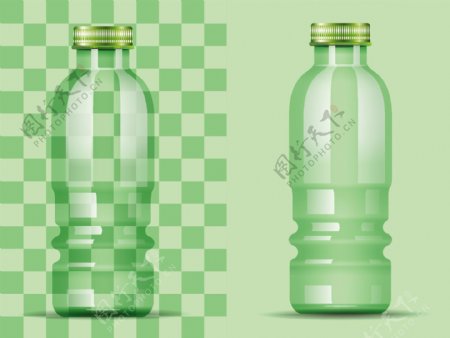 清晰水瓶与马赛克水瓶