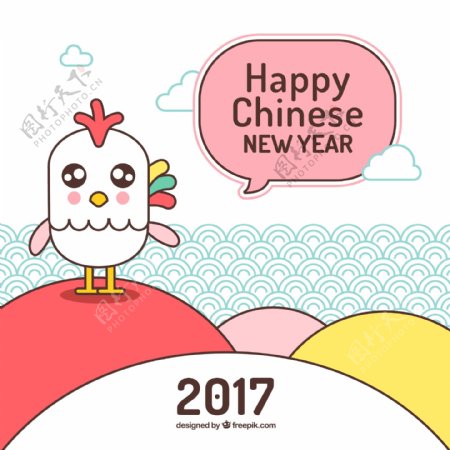 2017年可爱简约风格小鸡海报