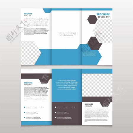 蓝色白色抽象图形商业手册设计