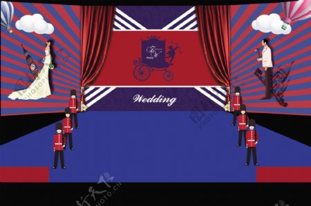 蓝红婚礼设计