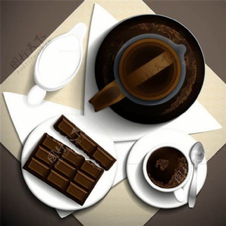 咖啡和巧克力矢量