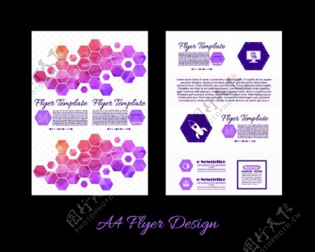 紫色多边形商务传单图片