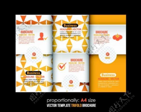 橙色三角形背景三折页设计图片