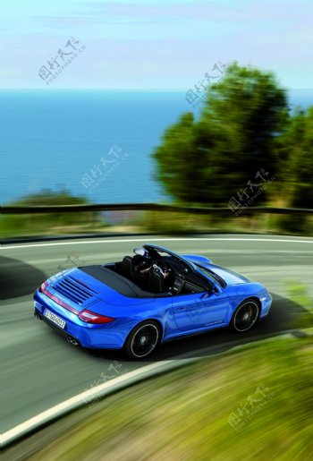 蓝色跑车摄影素材图片