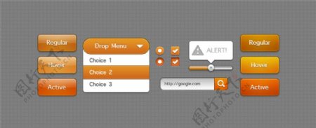 橙色按钮手机UI设计图标按钮素材下载
