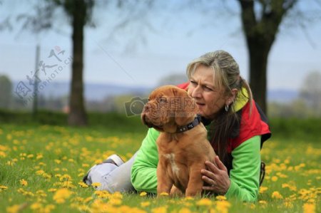 德国妇女和她的爱犬