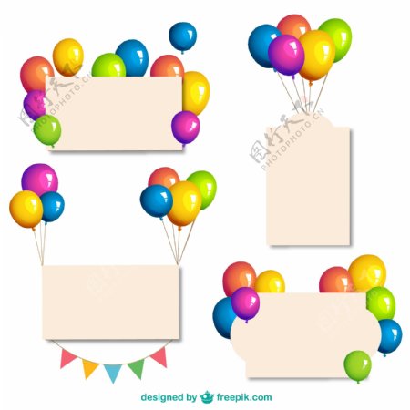 4款气球装饰卡片矢量素材