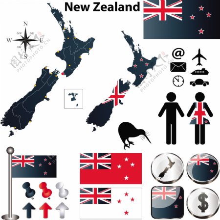 新西兰国旗地图