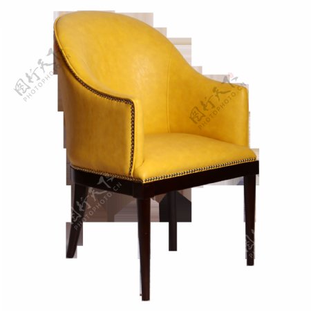 可椅椅子高级定制黄色皮单椅洽谈椅