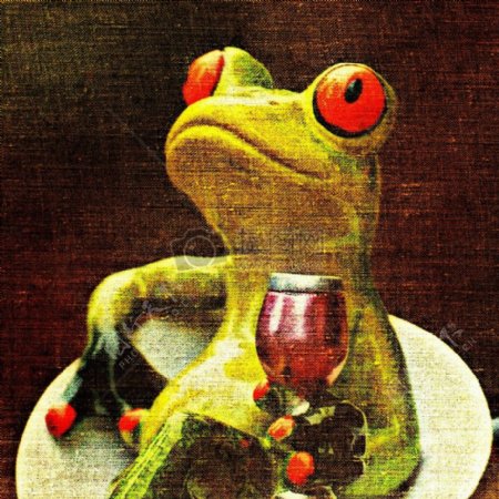端着酒杯的青蛙