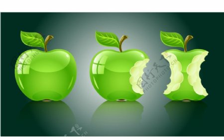 精美绿色苹果矢量素材