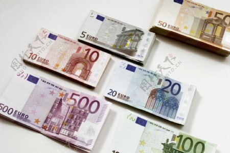 欧元纸币摄影图片