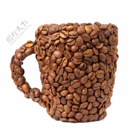 咖啡豆组成的杯子图片