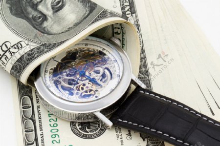 手表和美元图片