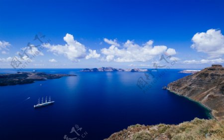 蓝色的爱琴海风景