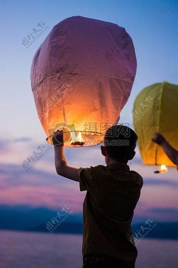 光源灯具气球孩子亚洲灯笼传统的孩子热空气