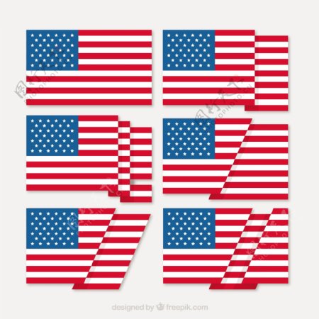 六种不同设计的美国国旗