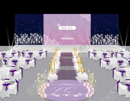 紫色云朵婚礼效果