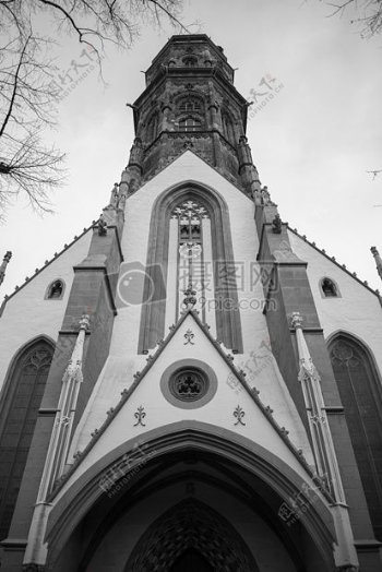 建筑教堂德国黑色和白色哥廷根哥廷根