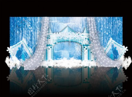 浅蓝纯洁冰雪系冰雪奇缘城堡婚礼效果图
