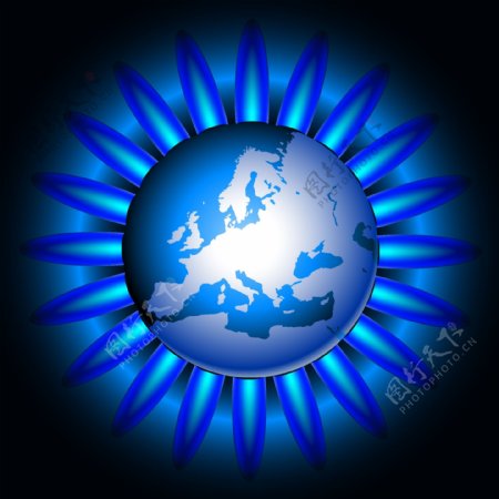 地球火焰蓝色矢量图