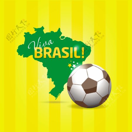 巴西地图足球素材