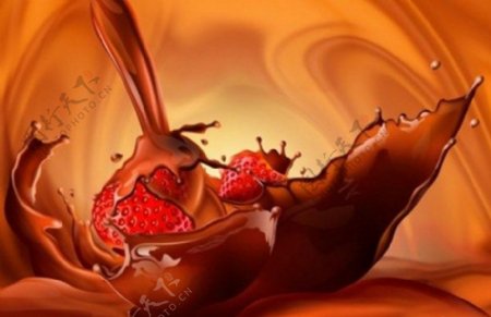 动态草莓巧克力牛奶psd分层