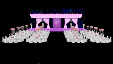 粉紫色婚礼舞台