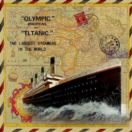 泰坦尼克号明信片PSD分层素材