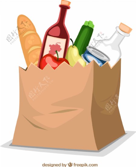 购物袋里的食品
