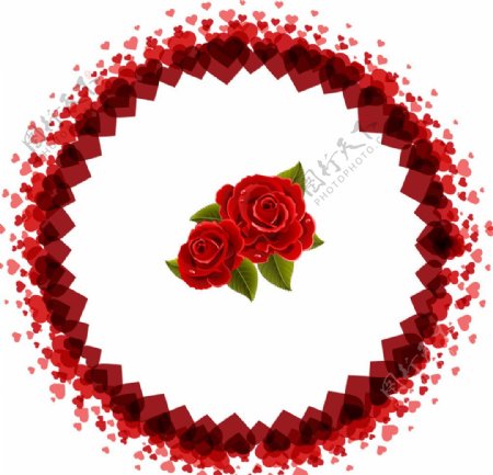 心形圆圈玫瑰花