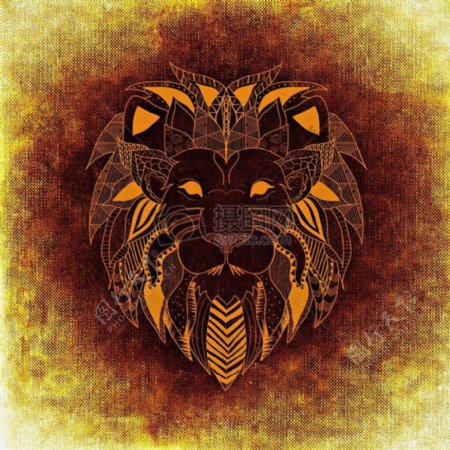 狮子野生动物抽象背景滑稽纹理